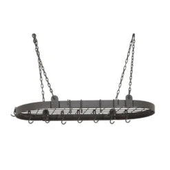 Medium-Gauge Oval Pot Rack With Grid And 12 Hooks