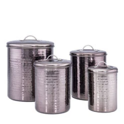 Hammered Black Pearl Canisters Four-Piece Set