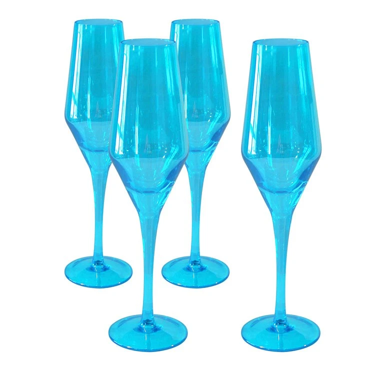 Luster 8 Oz Champagne Flutes Set Of 4 - Turquoise - Image 4