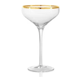 Gold Band 10 Oz Coupe/Saucer Champagne Glasses Set Of 4
