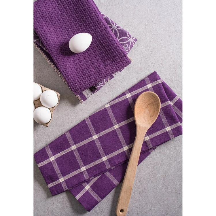 DII Assorted Eggplant Dish Towels And Dish Cloth Set Of 5 - Image 3