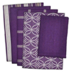 DII Assorted Eggplant Dish Towels And Dish Cloth Set Of 5