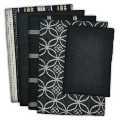 DII Assorted Black Dish Towels And Dish Cloth Set Of 5