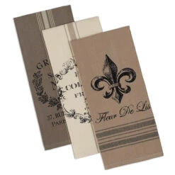 DII Assorted French Printed Dish Towels Set Of 3