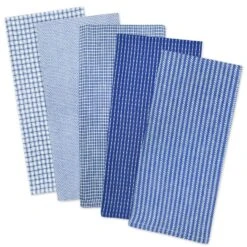 DII Assorted Blue Dish Towels Set Of 5