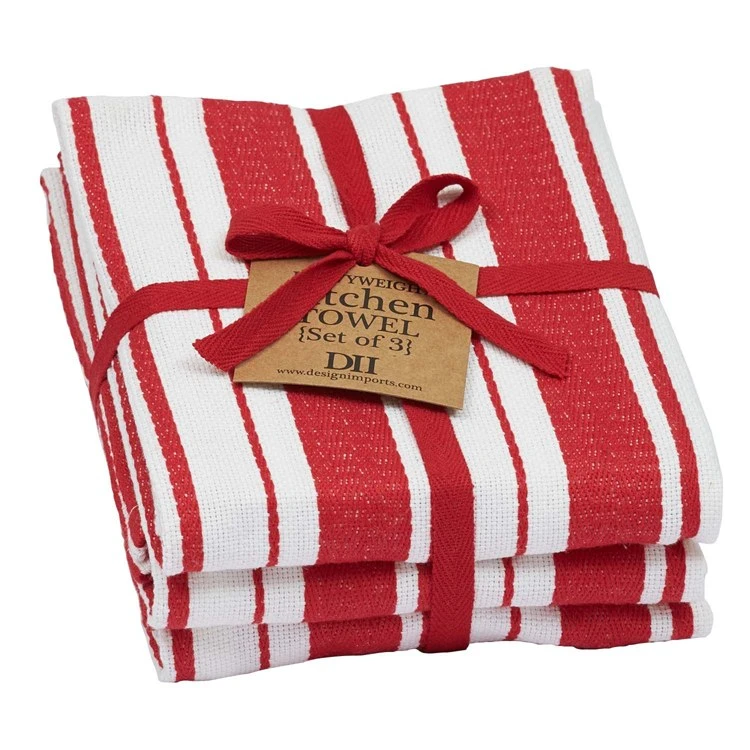 DII Tomato Stripe Gourmet Dish Towels Set Of 3 - Image 2