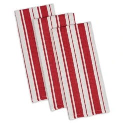 DII Tomato Stripe Gourmet Dish Towels Set Of 3