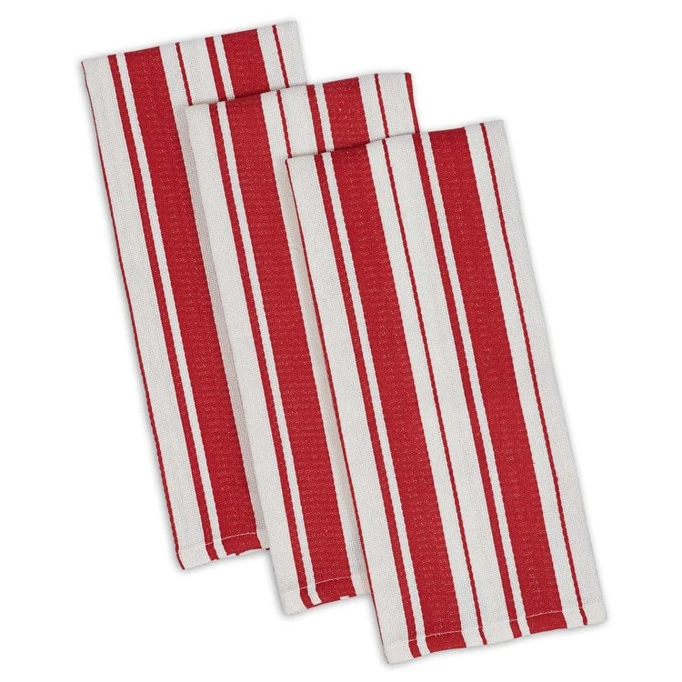 DII Tomato Stripe Gourmet Dish Towels Set Of 3