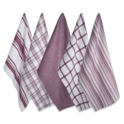 DII Assorted Wine Woven Dish Towels Set Of 5