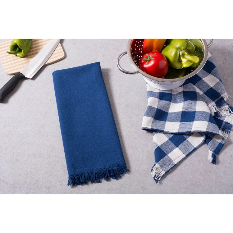 DII Assorted Navy Heavyweight Fringed Dish Towels Set Of 4 - Image 4