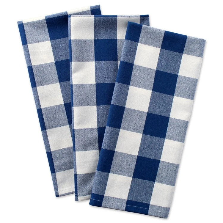 DII Navy Buffalo Check Dish Towels Set Of 3 - Image 2