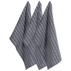 DII Black And White Herringbone Dish Towels Set Of 328" X 18"