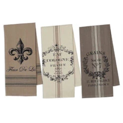 DII Assorted French Grain Sack Dish Towels Set Of 3