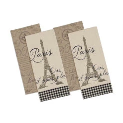 DII Assorted Paris Print Dish Towels Set Of 4