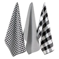 DII Black/White Dish Towels Set Of 3