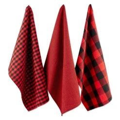 DII Red/Black Dish Towels Set