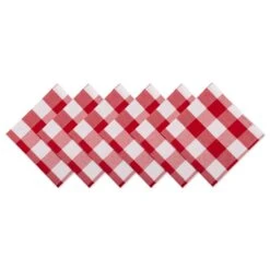 DII Red And White Buffalo Check 20" X 20" Napkins Set Of 6