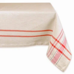 DII Red French Stripe 84" X 60" Tablecloth