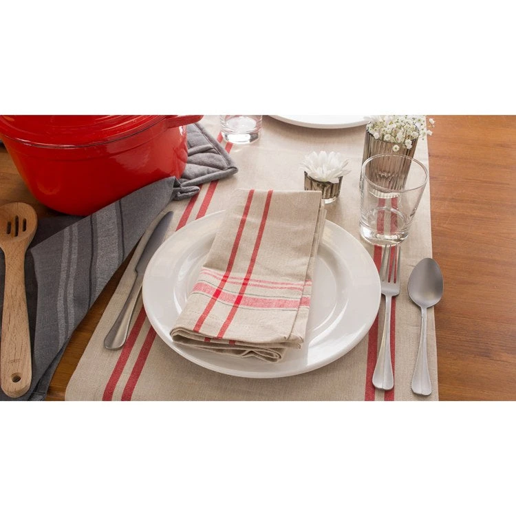 DII Red French Stripe 20" X 20" Napkins Set Of 6 - Image 4