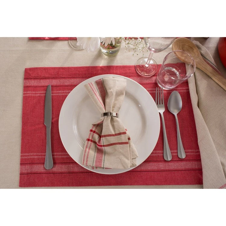 DII Red French Stripe 20" X 20" Napkins Set Of 6 - Image 6