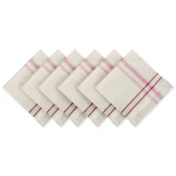 DII Red French Stripe 20" X 20" Napkins Set Of 6