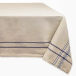 DII Nautical Blue French Stripe 104" X 60" Tablecloth