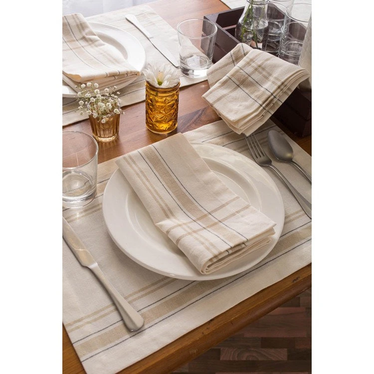 DII White Chambray French Stripe 20" X 20" Napkins Set Of 6 - Image 3