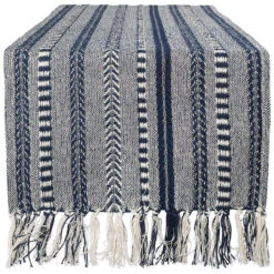 DII Navy Braided Stripe 108" X 15" Table Runner