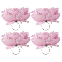 DII Peony Flower Napkin Rings Set Of 4