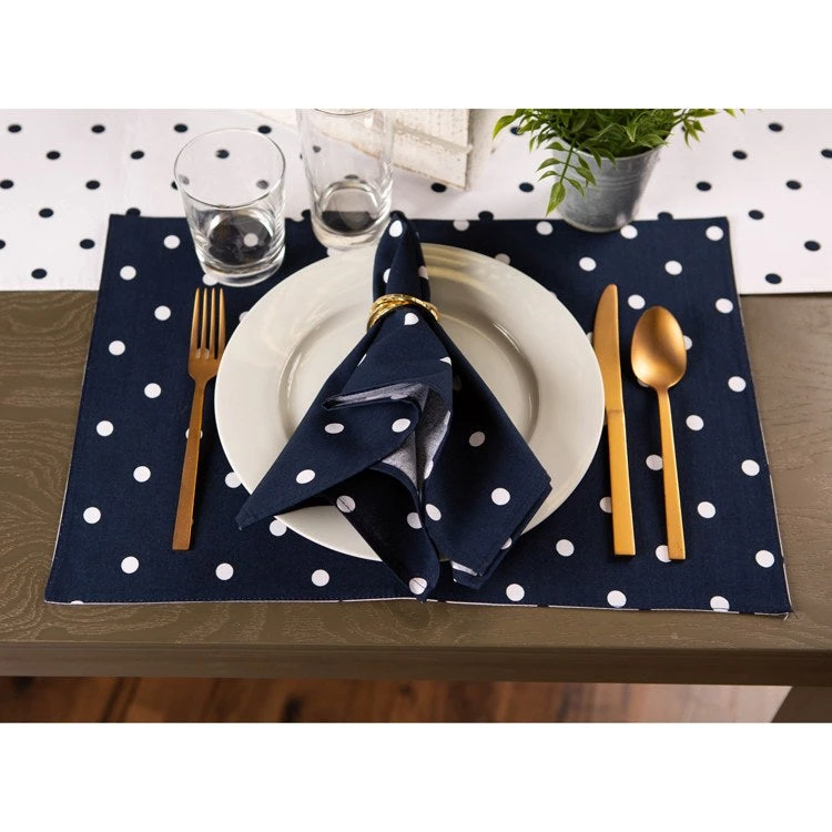 DII Polka Dot Navy/White 18" X 18" Napkins Set Of 4 - Image 2