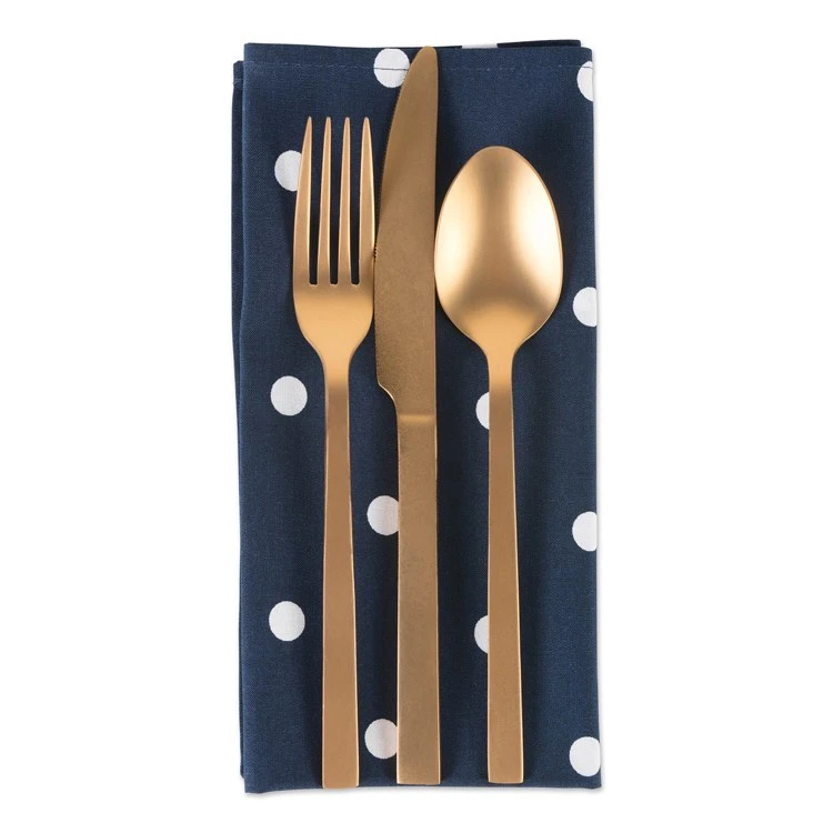 DII Polka Dot Navy/White 18" X 18" Napkins Set Of 4 - Image 4