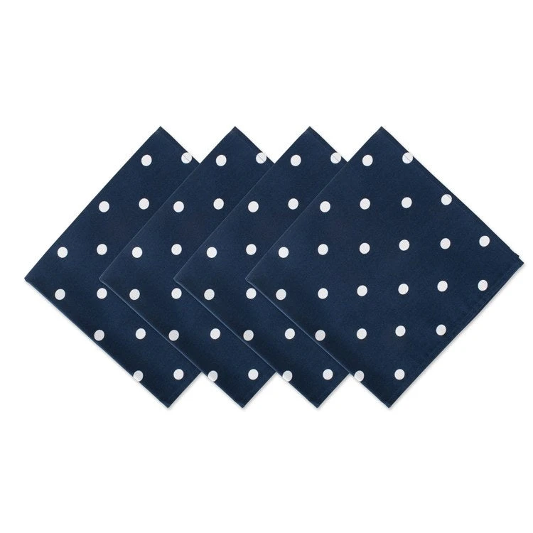 DII Polka Dot Navy/White 18" X 18" Napkins Set Of 4