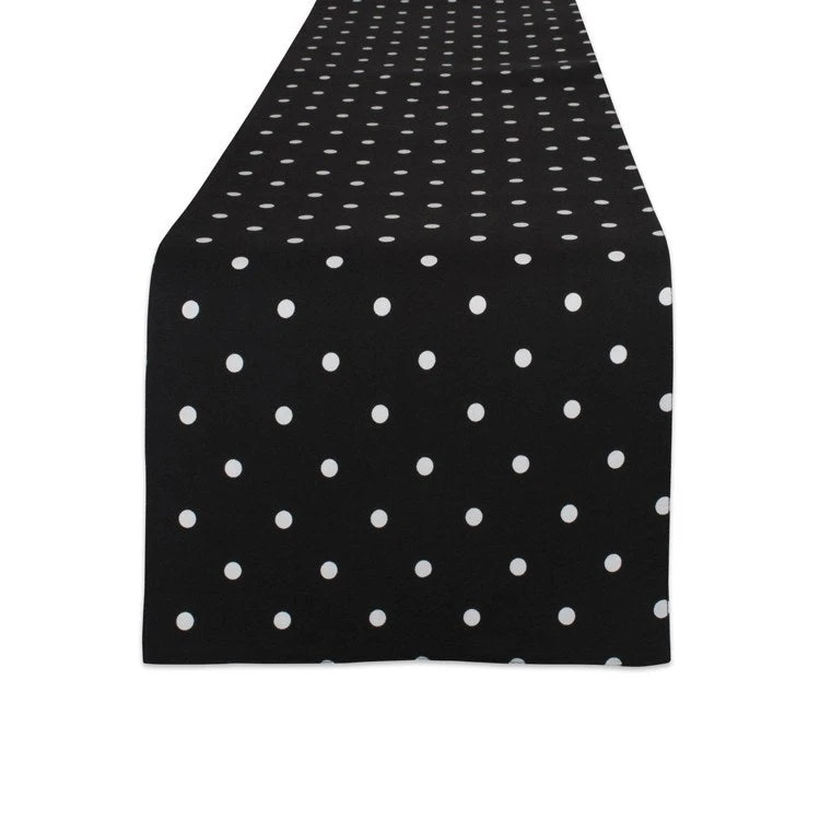 DII Reversible Polka Dot White/Black 72" X 14" Table Runner - Image 4