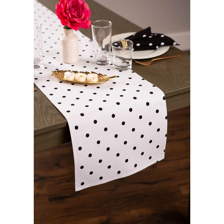 DII Reversible Polka Dot White/Black 72" X 14" Table Runner - Image 8