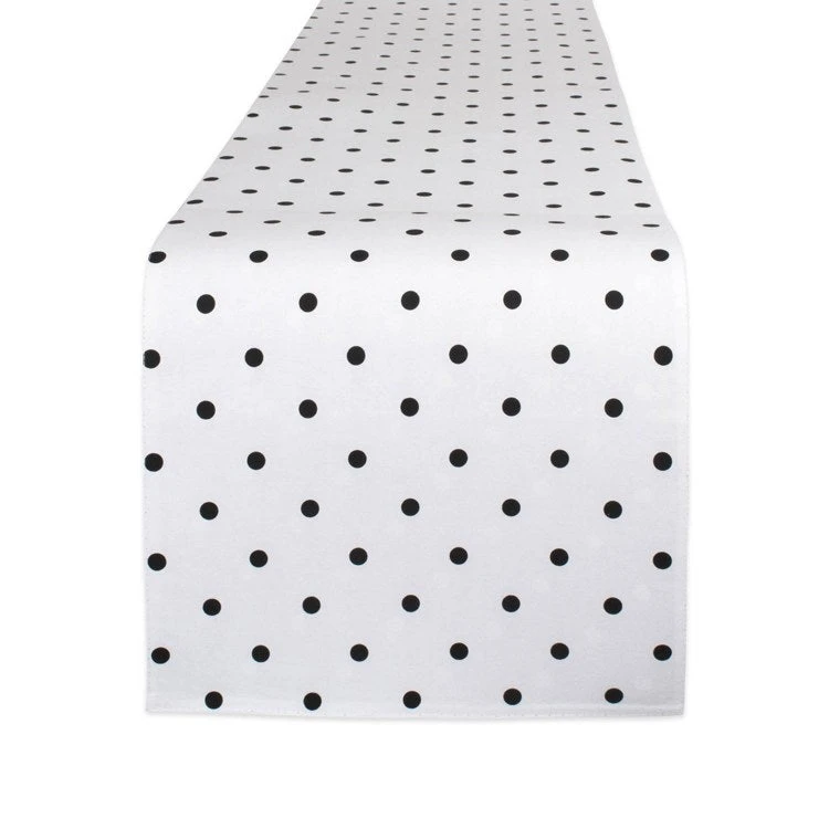 DII Reversible Polka Dot White/Black 72" X 14" Table Runner - Image 10