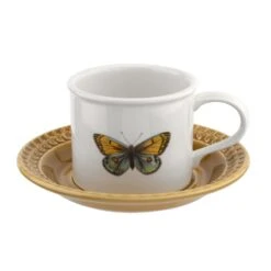 Botanic Garden Harmony Embossed Breakfast Cup And Saucer - Amber