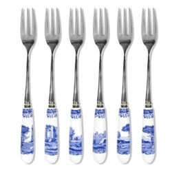 Spode Blue Italian Pastry Forks Set Of 6