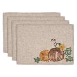 Pumpkin Embroidered Placemats Set Of 4