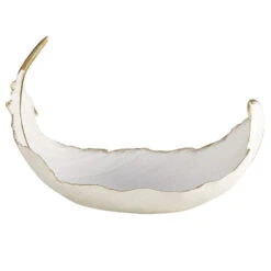 Polystone Curved Feather Bowl With Gold Accents
