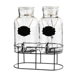 Sierra Chalkboard Dispensers With Glass Lid And Stand Set Of 2