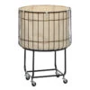19.25" X 25.75" Black Metal Round Rolling Laundry Cart With Canvas Liner