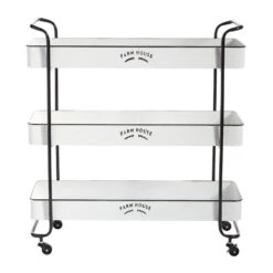32" X 12" X 34.5" White Farmhouse Metal Storage Cart