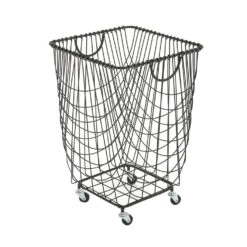 16" X 24" Black Metal Storage Cart With Wheels