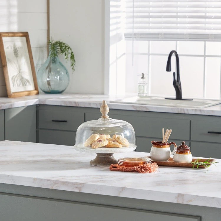 White Glass And Iron Cake Stand With Cloche - Image 2