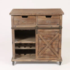Rustic Wood Sliding Barn Door Wine Cabinet