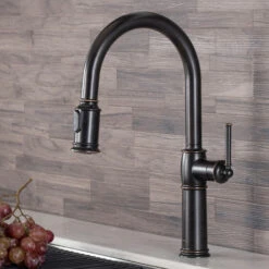 Sellette Traditional Single Handle Pull Down Kitchen Faucet And Deck Plate