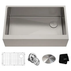 Standart Pro 33" X 21" Single Bowl 16-Gauge Stainless Steel Flat Apron-Front Kitchen Sink