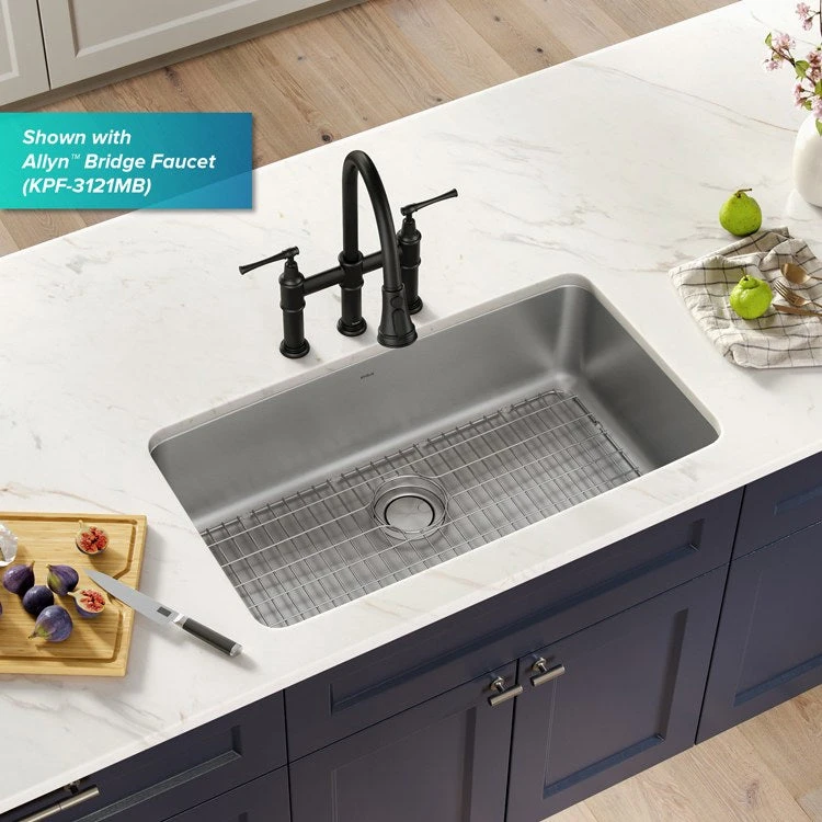 Dex 33" Undermount 16-Gauge Antibacterial Stainless Steel Single Bowl Kitchen Sink - Image 3