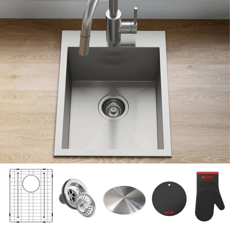 Pax 15" X 20" Single Bowl Drop-In 16-Gauge Zero-Radius Stainless Steel Kitchen Sink With One Hole - Image 2