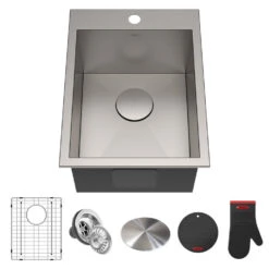 Pax 15" X 20" Single Bowl Drop-In 16-Gauge Zero-Radius Stainless Steel Kitchen Sink With One Hole